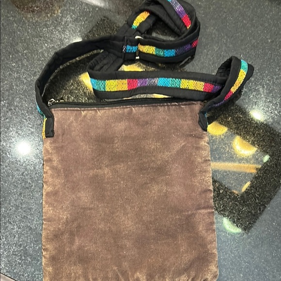 NWOT Artistic Black Crossbody Bag with Colorful Floral Design - Picture 2 of 6